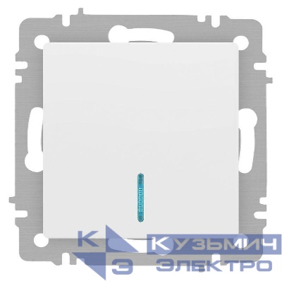 Выключатель 1-кл. СП Accent 6-102-01М 10А IP20 250В с подсветкой AL/CU бел. матов. Intro Б0063466