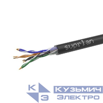 Кабель витая пара U/UTP кат.5E 4х2х0.51 24AWG solid Cu PE Out. Premium 305м (м) SUPRLAN 01-0311-2