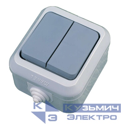 Выключатель 2-кл. ОП 10А IP44 п/герм. сер. Makel 18101