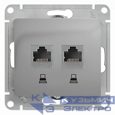 Розетка компьютерная 2-м Glossa RJ45 кат.5E механизм алюм. SE GSL000385KK