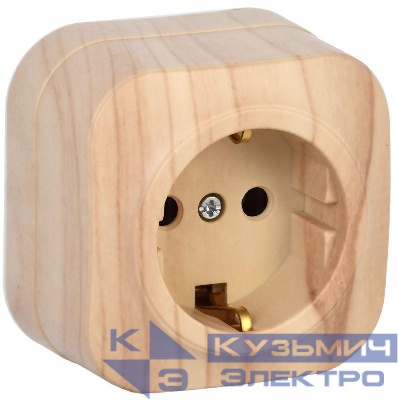 Розетка 1-м ОП GLORY РС20-3-ХС 16А с заземл. сосна IEK ERH11-K34-16