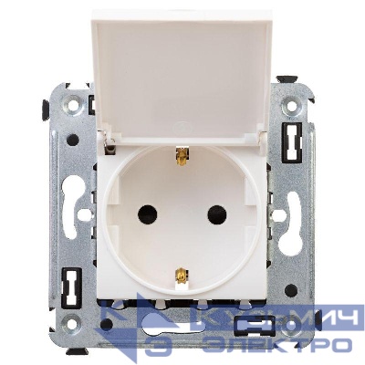 Розетка 1-м СП 2мод. Avanti "Белое облако" 16А IP41 2P+E защ. шторки с крышкой бел. DKC 4400013
