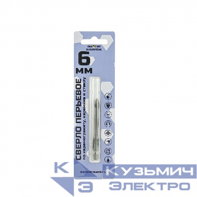 Diamond Industrial Сверло по керамограниту, стеклу и керамике перьевое 6 мм Diamond Industrial