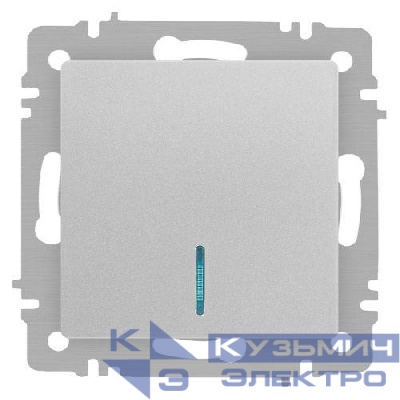 Выключатель 1-кл. СП Accent 6-102-03 10А IP20 250В с подсветкой AL/CU алюм. Intro Б0063478