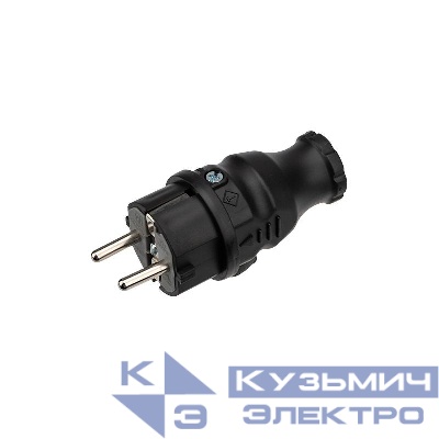 Вилка прямая влагозащ. с/з 16А IP44 каучук Rexant 111-001