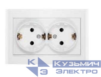 Розетка 2-м СП Бриллиант 16А IP20 с заземл. защ. шторки бел. UNIVersal 7947540