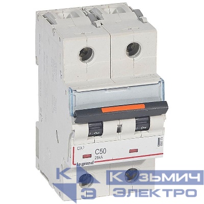 Выключатель автоматический модульный 2п C 50А 25кА DX3 3мод. 230/400В Leg 409773