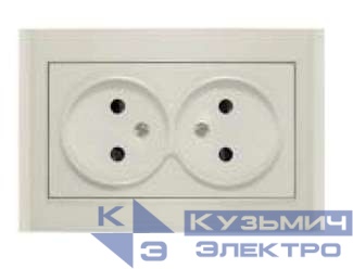 Розетка 2-м СП Бриллиант 16А IP20 без заземл. защ. шторки сл. кость UNIVersal 7948745