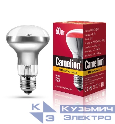 Лампа накаливания MIC R63 60Вт E27 Camelion 8980