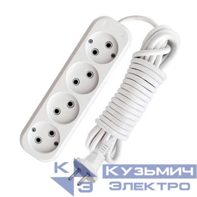 Удлинитель 4х5м без заземл. 10А IP20 Е-204 ПВС 2х0.75 АБС-пластик UNIVersal 9631969