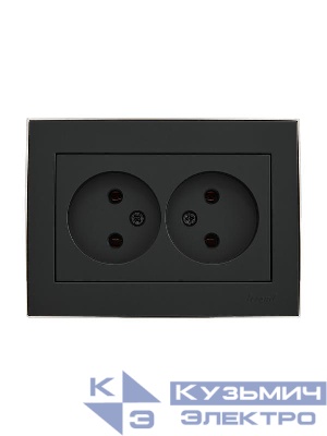 Розетка 2-м СП RAIN 16А IP20 без заземл. керамика черн. бархат + хром LEZARD 703-4225-128