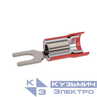 Наконечник вилочный с изолир.фланцем ПВХ двойн. гильза 0.25-1.5кв.мм М4 d4.3мм (НВИ) (уп.100шт) DKC 2A14P-DS-PVC