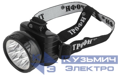 Фонарь аккумуляторный налобный TG9 9LED аккум. 4В 0.9А.ч ЗУ 220В (картон. упак.) Трофи C0045557