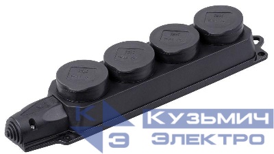 Колодка удлинителя 4-м IP44 Омега РБ34-1-0м с защ. крышкой каучук IEK PKR64-016-2-K02
