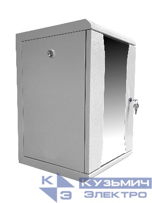 Шкаф настенный 10" 9U серия COMPACT (320х315х465), передняя дверь стекло, серый, Netko