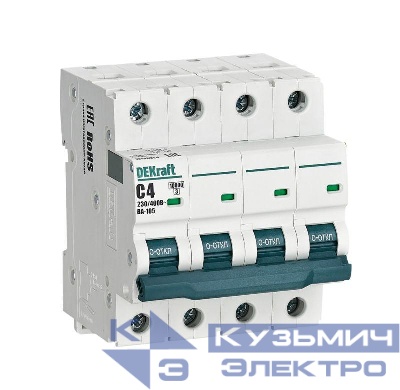 Выключатель автоматический модульный 4п C 4А 10кА ВА-105 DEKraft 13186DEK