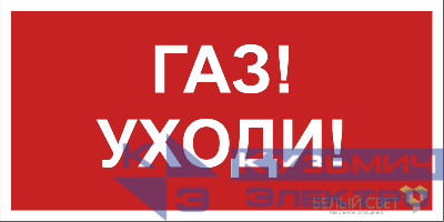 Знак безопасности NPU-1510.F24"Газ-уходи" Белый свет a17681