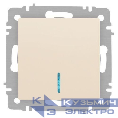 Выключатель 1-кл. СП Accent 6-102-02 10А IP20 250В с подсветкой AL/CU сл. кость Intro Б0063428