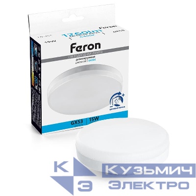 Лампа светодиодная LB-457 15Вт 6400К GX53 230В диммир. FERON 51069