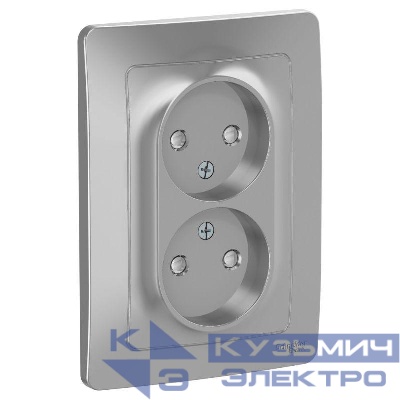 Розетка 2-м СП Blanca 16А IP20 250В без заземл. защ. шторки алюм. SE BLNRS000123