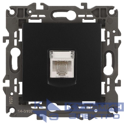 Розетка компьютерная 1-м Elegance 14-3107-05 RJ45 IP20 механизм антрацит Эра Б0034306