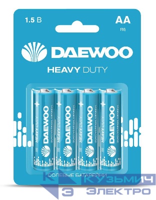 Элемент питания солевой AA/R6 1.5В Heavy Duty 2021 BL-4 (уп.4шт) DAEWOO 5029309