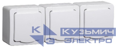 Розетка 3-м ОП Гермес Plus РСб23-3-ГПБб 16А IP54 с заземл. с крышкой бел. IEK ERMP32-K01-16-54-EC