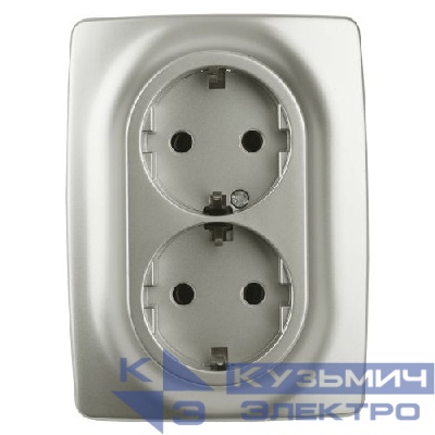 Розетка 2-м СП Эра12 12-2108-15 16А IP20 250В 2х2P+E Schuko защ. шторки перламутр. Эра Б0036451