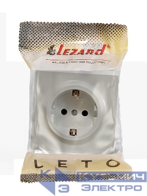 Розетка 1-м ОП LETO с заземл. ПБТ крем LEZARD 752-0300-122B