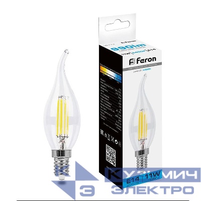 Лампа светодиодная LB-714 11Вт прозрачная 6400К E14 230В FERON 38237