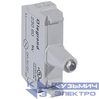 Блок контактов 12-24В с инд. с пруж. клеммами бел. Osmoz Leg 023060