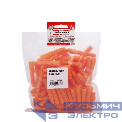 Дюбель универсальный 6х37 без бортика (уп.100шт) Tech-KREP 124450