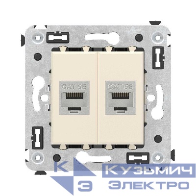 Розетка компьютерная 2-м СП Avanti "Ванильная дымка" RJ45 кат.5E без шторок экранир. механизм DKC 4405764