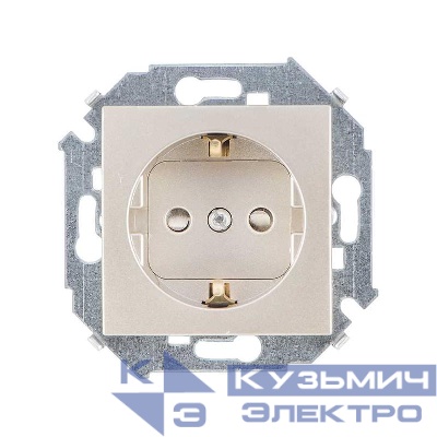 Розетка Simon 15 16А 250В 2P+E с заземл. Schuko защ. шторки винтов. клеммы механизм шампань Simon 1591443-034