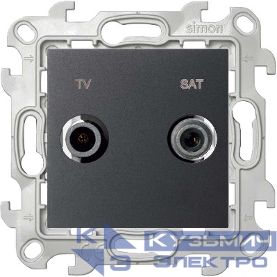 Розетка телевизионная оконечная TV/SAT СП Simon 24 IP20 механизм графит Simon 2410486-038
