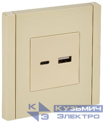 Розетка USB A+C 18Вт FORTE&PIANO FP451 ваниль IEK FP-U22-018-K10