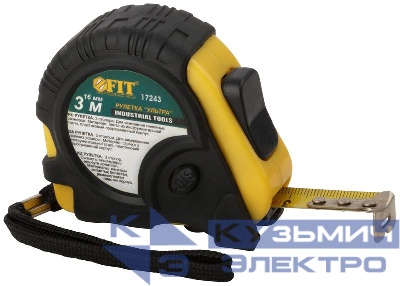 Рулетка Ультра 3мх16мм прорезиненный корпус тройн. стопор FIT 17243