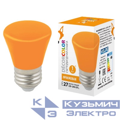 Лампа светодиодная LED-D45-1W/ORANGE/E27/FR/С BELL Колокольчик 1Вт матовая оранж. E27 декоративная (упак. картон) Volpe UL-00005642