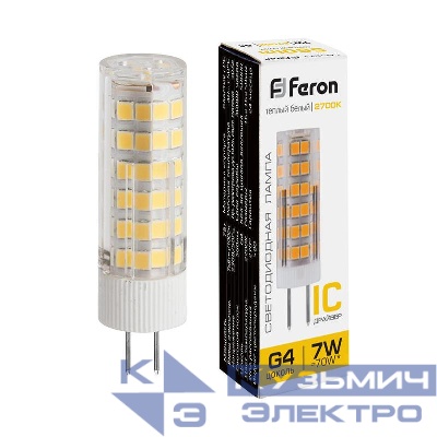 Лампа светодиодная LB-433 7Вт JCD 2700К G4 230В FERON 25863