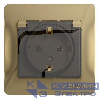 Розетка 1-м СП Glossa 16А IP20 с заземл. защ. шторки с крышкой в сборе титан SE GSL000446