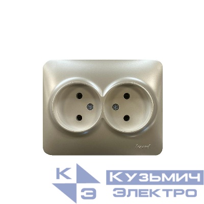 Розетка 2-м СП ASTI 16А IP20 без заземл. термопласт жемчуж./бел. перламутр. LEZARD 7081-3000-128B