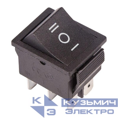 Выключатель клавишный 250В 15А (6с) ON-OFF-ON черн. с нейтралью (RWB-508 SC-767) (инд. упак.) Rexant 36-2370-1