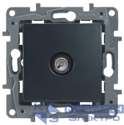 Розетка телевизионная TV СП Etika 2дБ 0-2400МГц с топологией "звезда" механизм антрацит Leg 672651