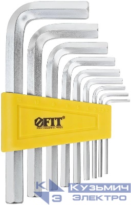 Ключ шестигранный 2-12мм в пластик. держателе CrV сталь (уп.9шт) FIT 64187