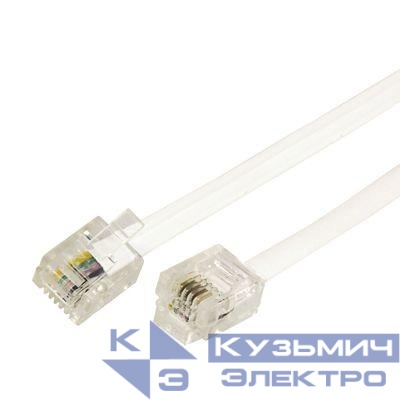Удлинитель телефонный евро 5м бел. Rexant 18-3051
