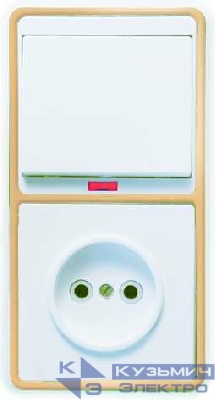Блок БКВР-214 Бэлла (1-кл. выкл. с инд. + розетка) зол. Кунцево 5818