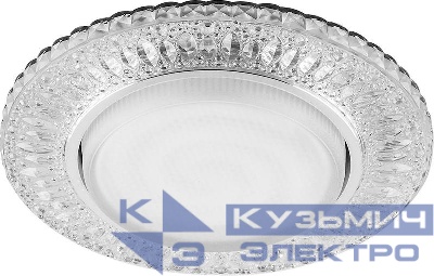 Светильник CD4022 15Вт GX53 встраив. без лампы со светодиод. подсветкой 20LEDх2835 SMD 4000К с драйвером в комплекте прозр. хром FERON 29475