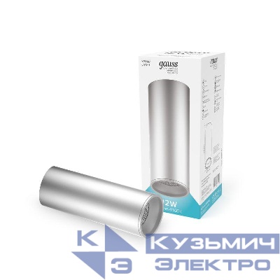 Светильник светодиодный Overhead 12Вт 4100К IP20 920лм 170-240В ДПО цилиндр накладной хром сатин GAUSS HD006