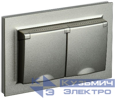 Розетка 2-м СП BRITE РСбш12-3-44-БрШ 16А в сборе IP44 с крышкой шампань IEK BR-R26-16-44-K37-F