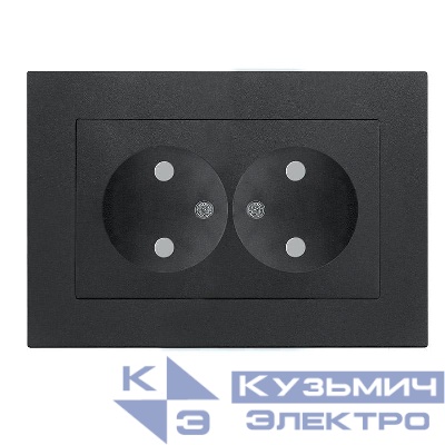 Розетка 2-м СП Афина 16А IP20 без заземл. защ. шторки в сборе графит Universal A0048-Gr